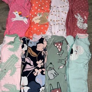 Bundle of eight Carters footed sleepers 2t
